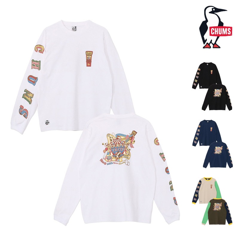 ����ॹ CHUMS CH01-2729 �������� ���󥰥��꡼�� T����� CIRCUS L/S T-SHIRT ��� ����  T����� �ȥåץ� Ĺµ ����T ���åȥ��� �����ȥɥ� ������ �л� �ȥ�å��� ι�� �ե��� �����奢�� µ�ץ��� �� ���åȥ� 26ss �ղ� ����