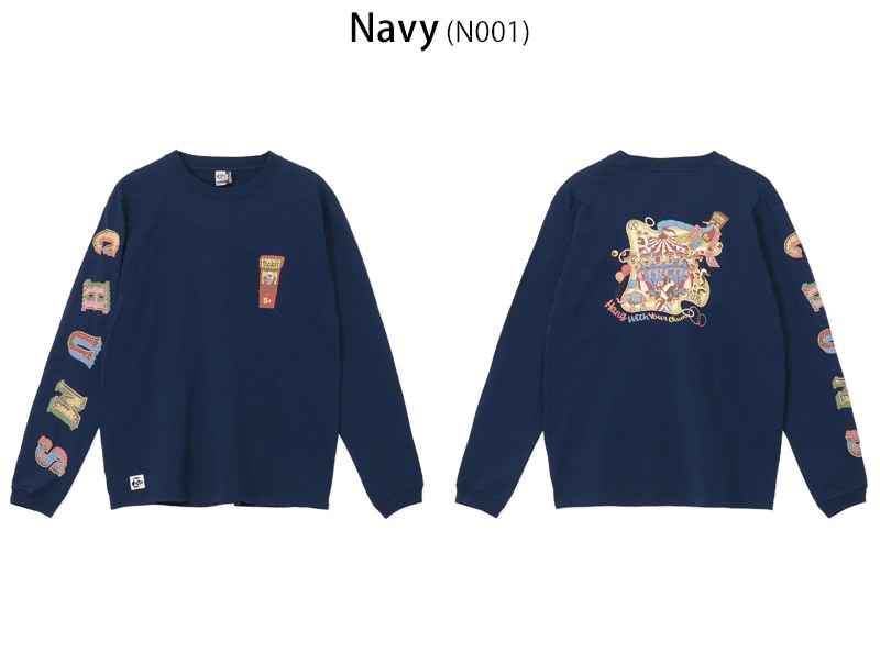 ����ॹ CHUMS CH01-2729 �������� ���󥰥��꡼�� T����� CIRCUS L/S T-SHIRT ��� ����  T����� �ȥåץ� Ĺµ ����T ���åȥ��� �����ȥɥ� ������ �л� �ȥ�å��� ι�� �ե��� �����奢�� µ�ץ��� �� ���åȥ� 26ss �ղ� ����