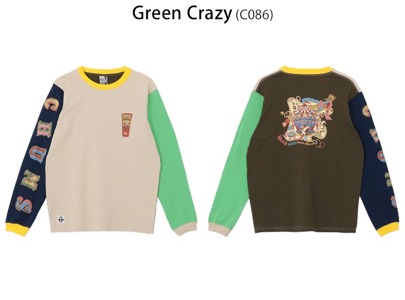 ����ॹ CHUMS CH01-2729 �������� ���󥰥��꡼�� T����� CIRCUS L/S T-SHIRT ��� ����  T����� �ȥåץ� Ĺµ ����T ���åȥ��� �����ȥɥ� ������ �л� �ȥ�å��� ι�� �ե��� �����奢�� µ�ץ��� �� ���åȥ� 26ss �ղ� ����