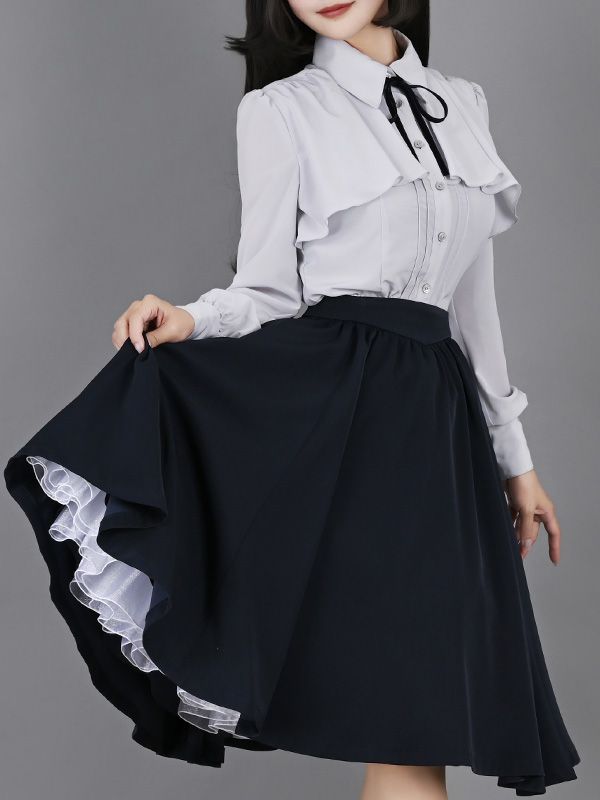 理想のサーキュラースカート　ネイビー