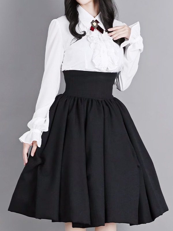 二次元と運命が交差するスカート　ブラック