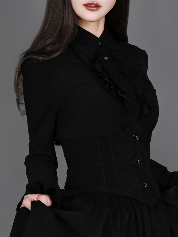 二次元と運命が交差するブラウス　ブラック