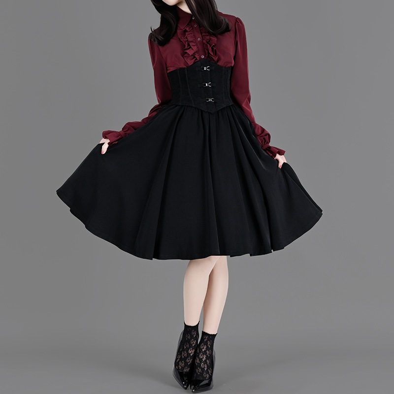 新品☆ブラックコルセット 受注生産】セレクトリボンサイドレースアップミニコルセット(ブラック