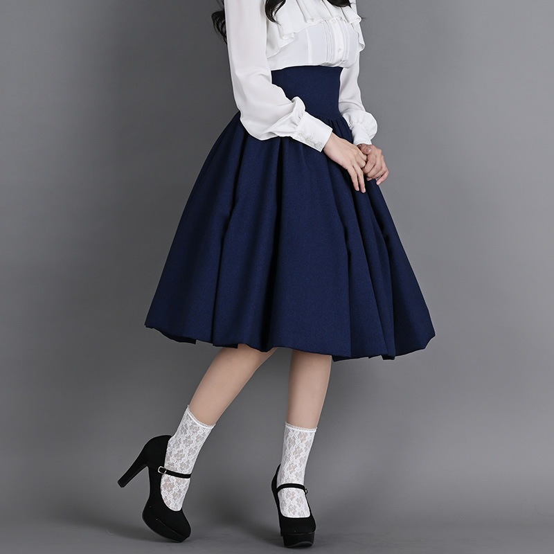 二次元と運命が交差するスカート　ネイビー