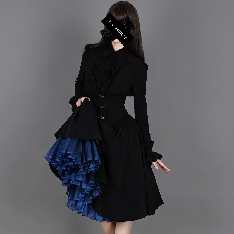 二次元と運命が交差するブラウス　ブラック