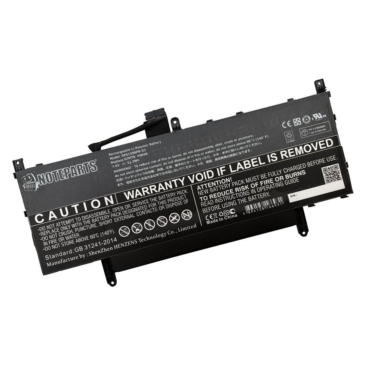 Dell �ǥ� Latitude 9510 9520 �Хåƥ꡼ 4cell 51.3Wh N7HT0 V5K68 �б�