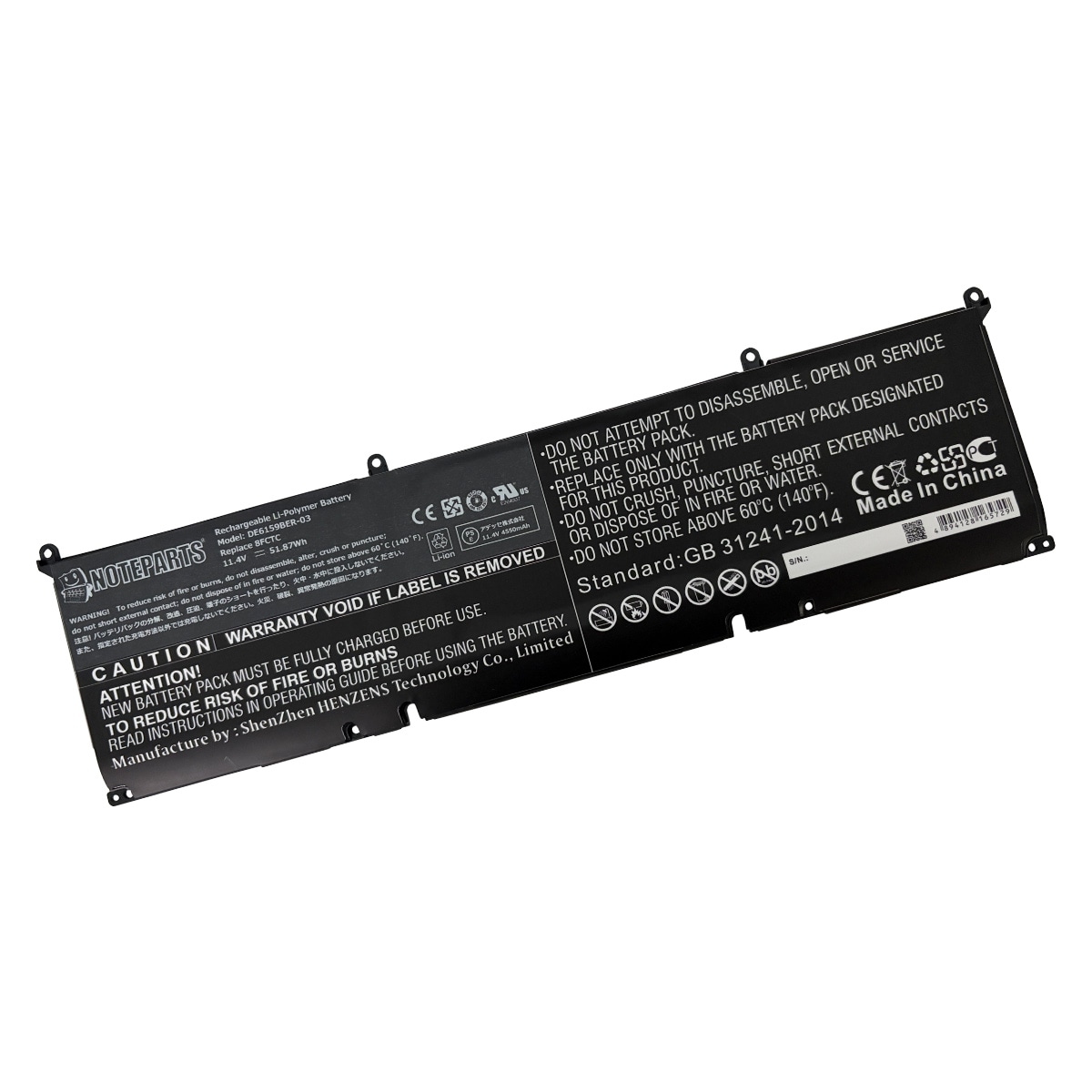 Dell �ǥ� XPS 15 9500 Alienware m15 R3��7 Precision 5550 Inspiron 15 7510 Vostro 7510 �Хåƥ꡼ 3cell 51.87Wh 8FCTC �б�