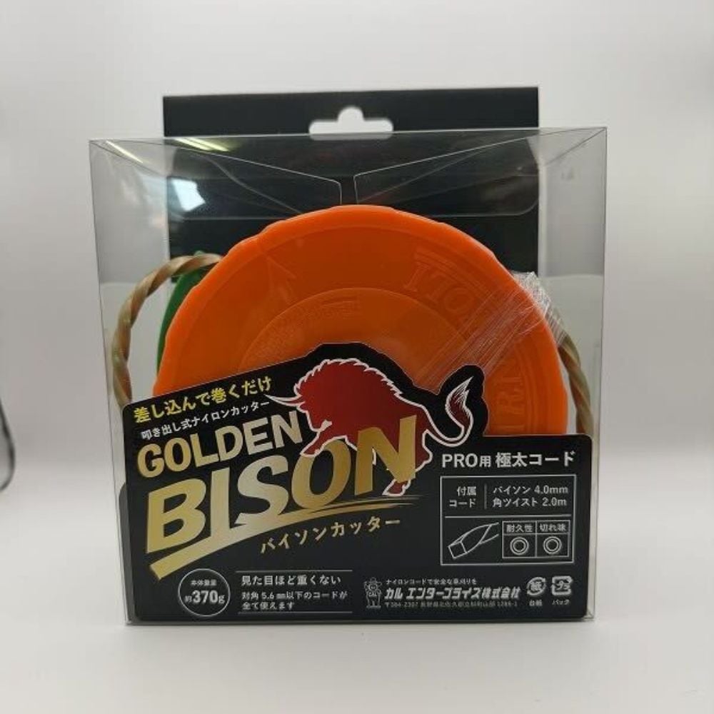 【1月末生産予定】バイソンカッター本体 コード巻込式カッターヘッド カルエンタープライズ ゴールデンバイソン 4.0mm 角ツイスト 2m 1本付き　4935984980221 