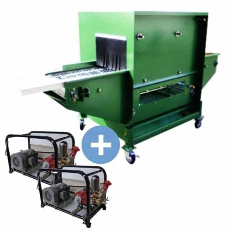 ショウガ・根菜類洗浄機 動噴セット FS-40W+KMD-617×2台※13mmｺｯｸ・ﾎｰｽ仕様 ちくし号農機製作所