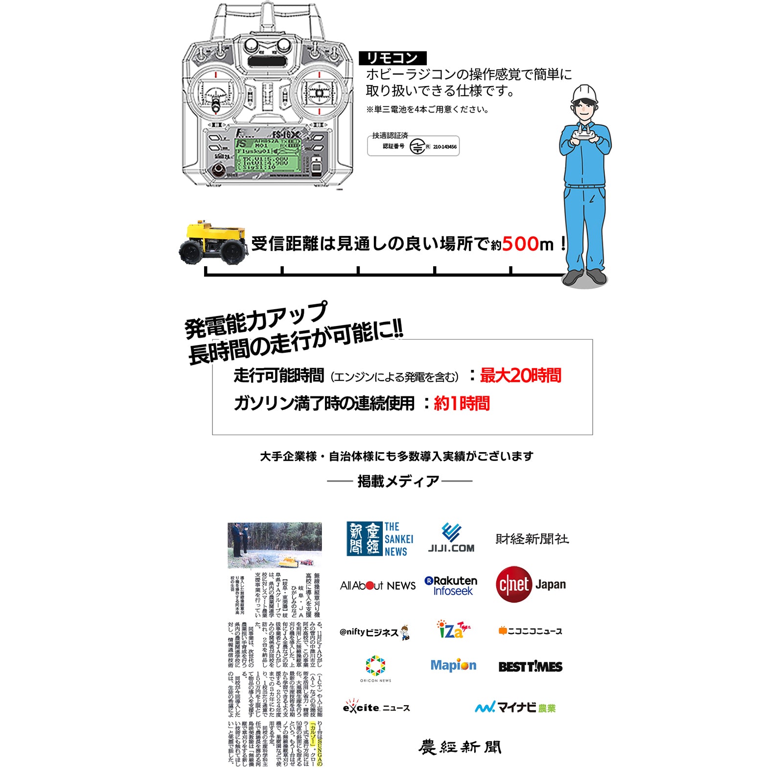 ラジコン草刈り機 カルゾー550 SUNGA
