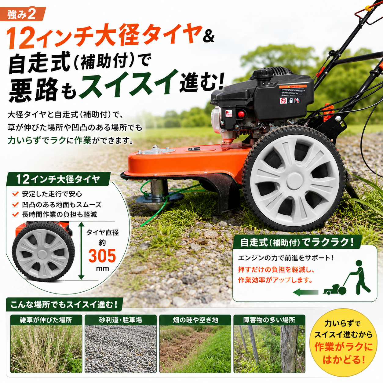 在庫あり】自走ナイロン草刈機 NM554 NOUKINAVI+（ノウキナビプラス