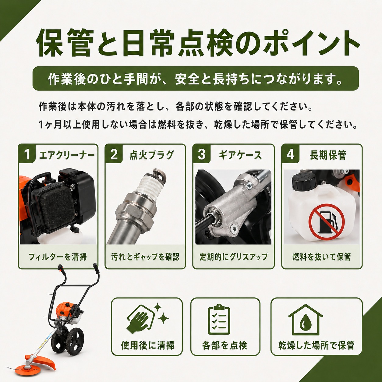 手推し草刈機　美品　二回しか使っていません　室内保管 在庫あり】手押し式エンジン草刈機 NOUKINAVI+（ノウキナビプラス