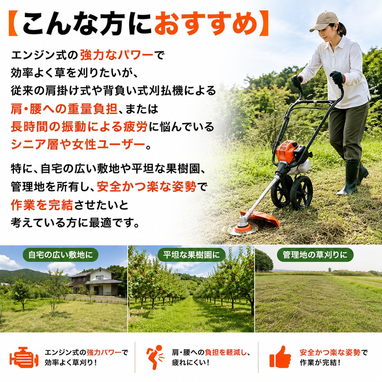 【在庫あり】手押し式エンジン草刈機 NOUKINAVI+（ノウキナビプラス）ST430H