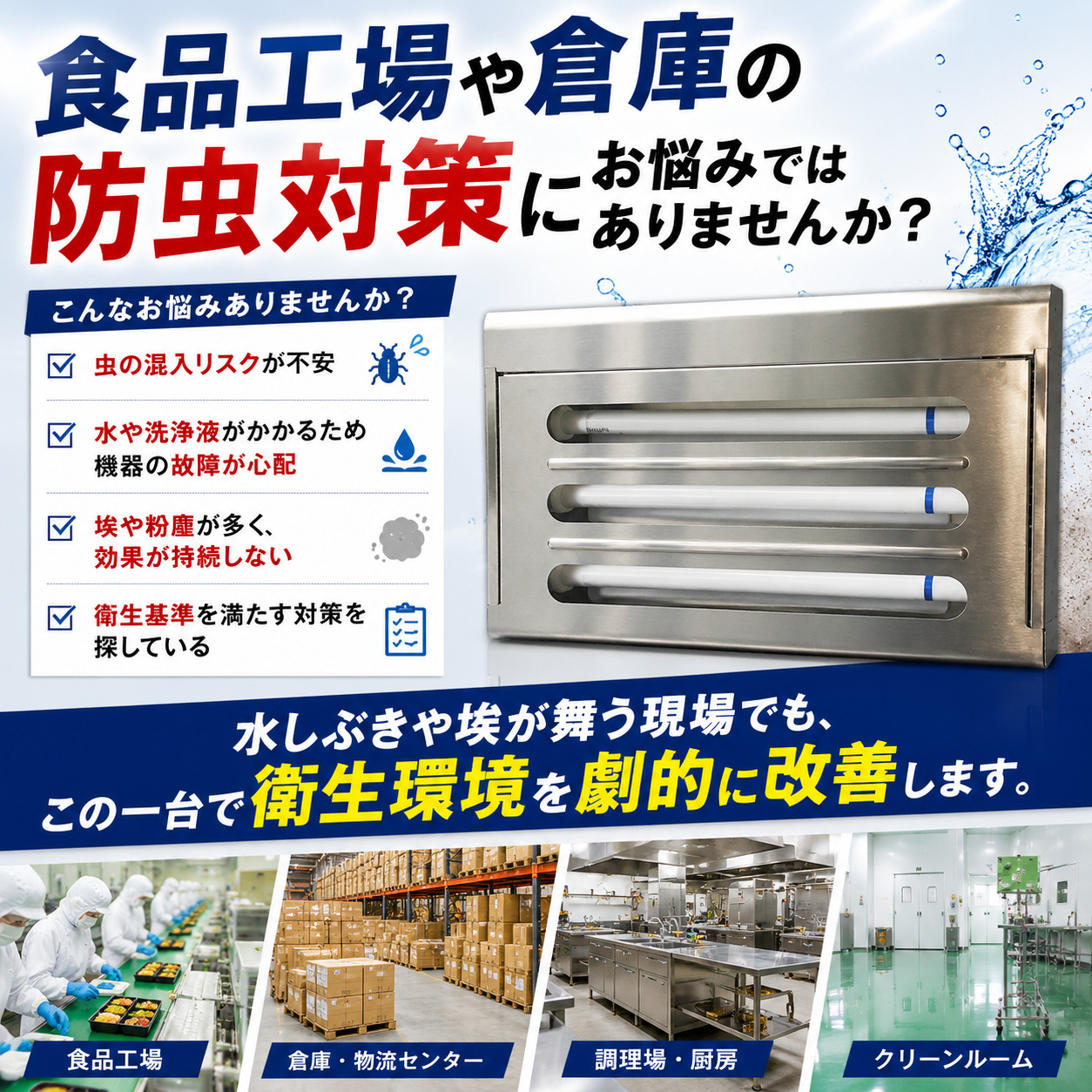 捕虫器 FH6803 ステンレス HACCP 粘着式 NOUKINAVI+（ノウキナビプラス）捕虫シート10枚付き