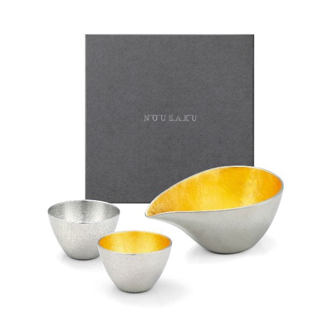 片口 - 大 - 金箔・ぐい呑 錫・金箔セット（桐箱入）｜錫製雑貨