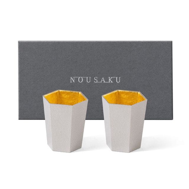 名入れ可｜ぐい呑 - 六 - 金箔 2ヶセット｜錫製雑貨・酒器の通販は能作