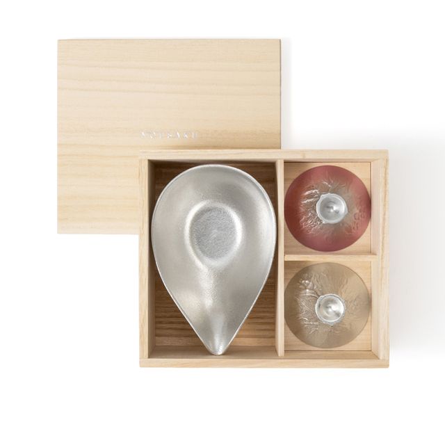 桜酒器セット - 喜器（桐箱入）｜錫製雑貨・酒器の通販は能作