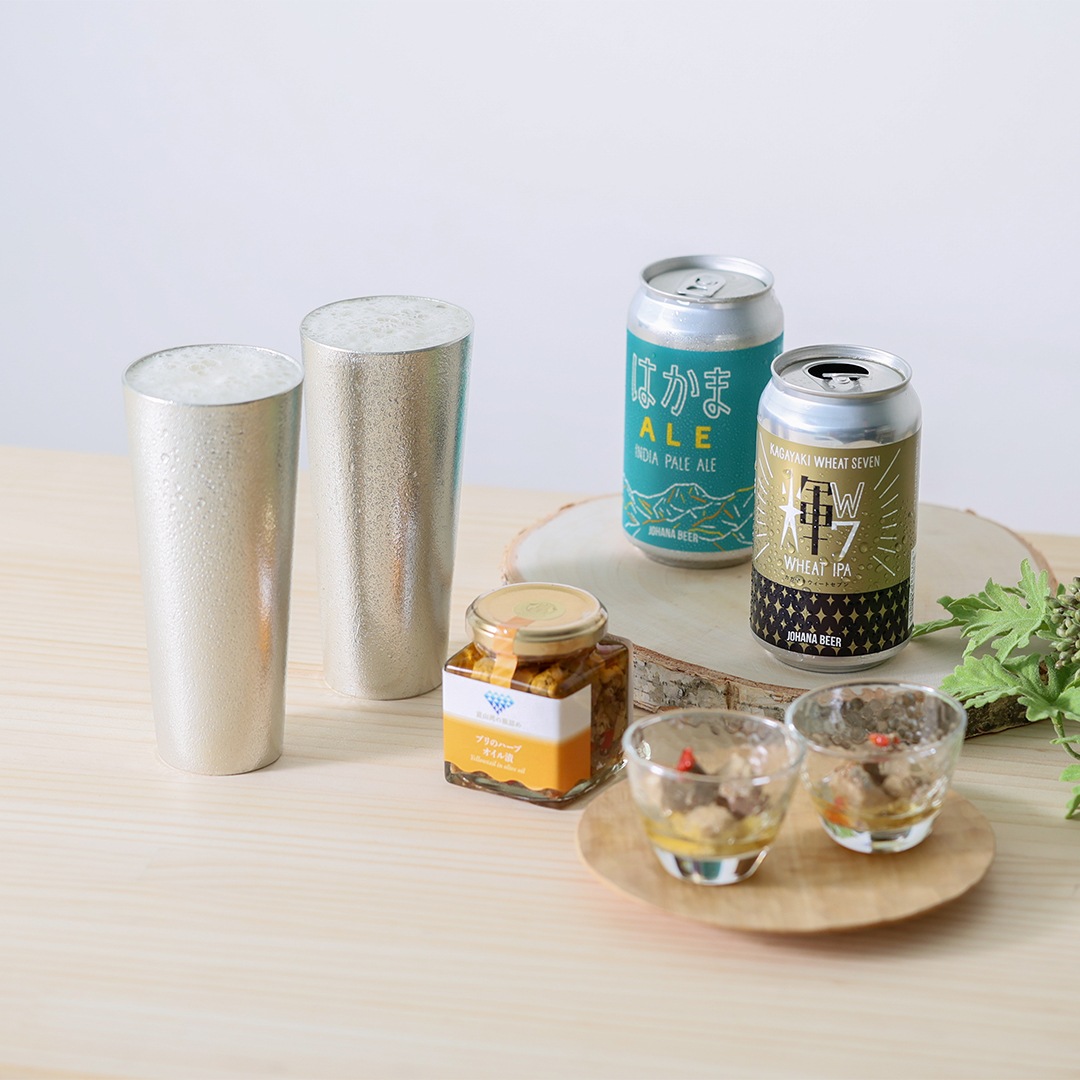城端麦酒×能作 城端ビール乾杯セット（ビアカップ-L）｜錫製雑貨・酒器