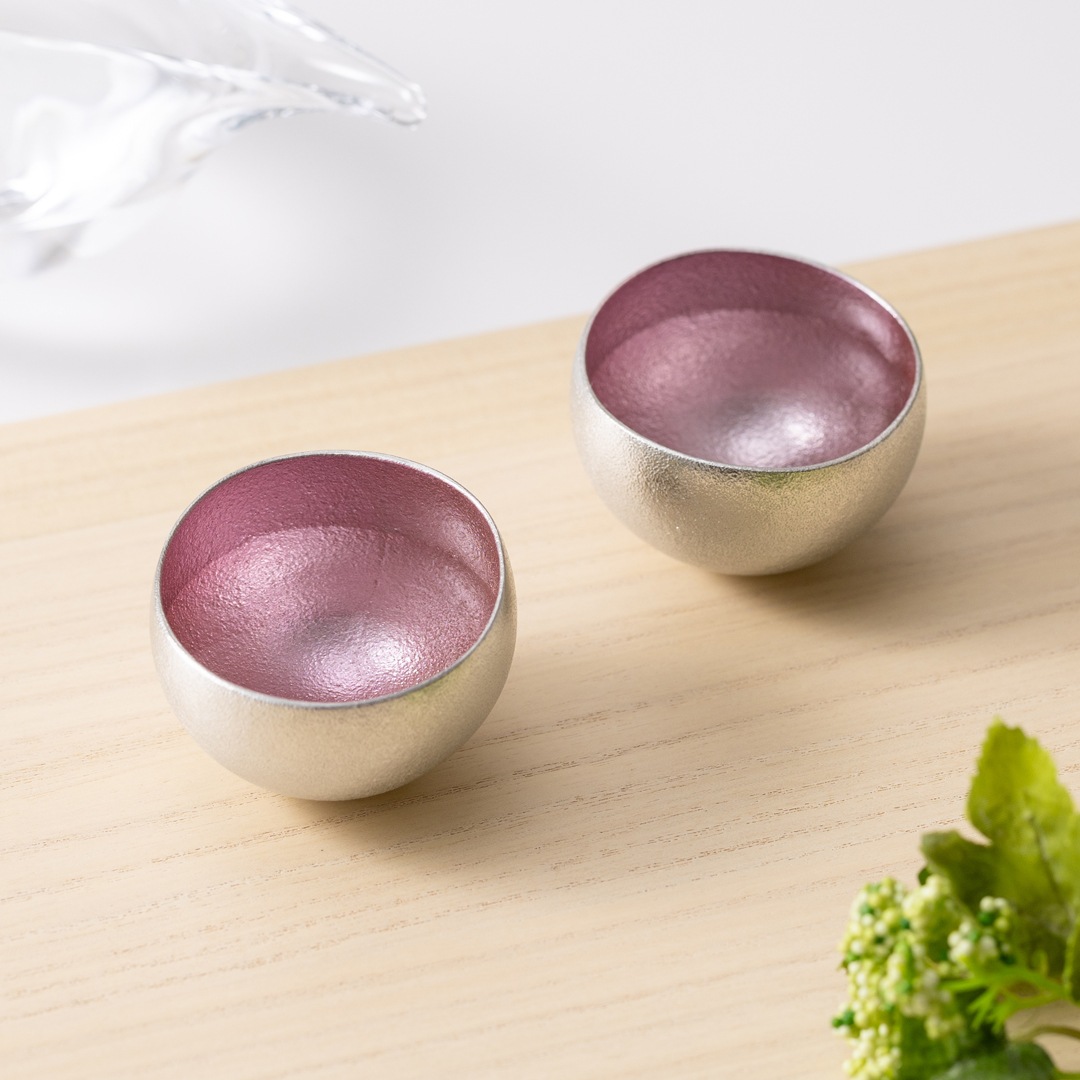 Kuzushi - Yure - ミニ - 淡桜 2ヶセット（桐箱入）｜錫製雑貨・酒器の