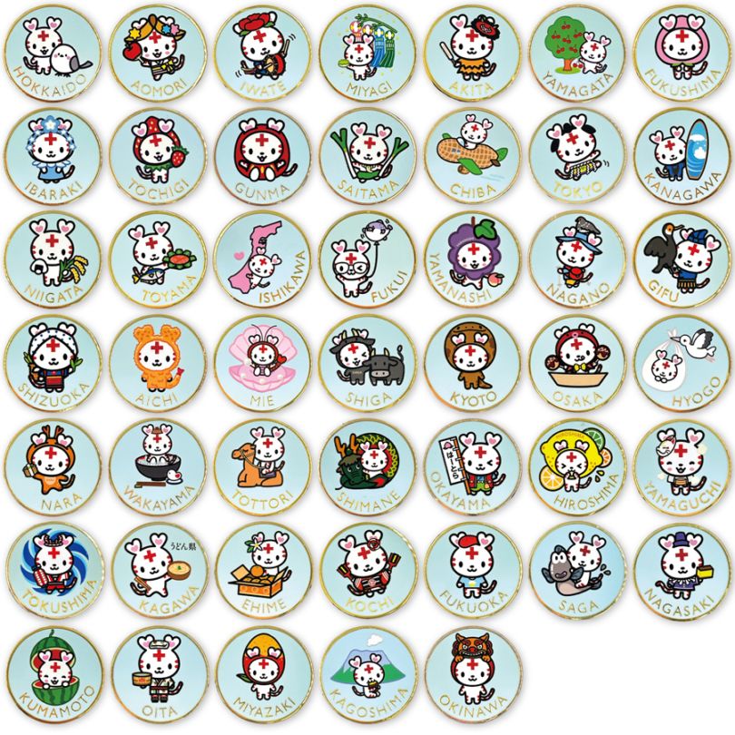 47セット）ご当地ハートラちゃん ピンバッジ | ハートラちゃんグッズ