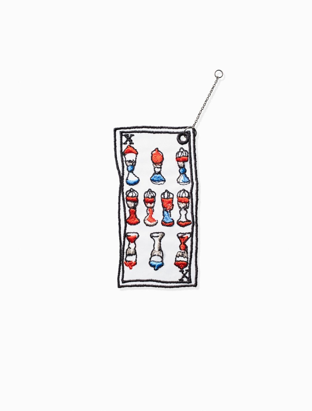 Playing Cards Embroidery Charm with Chain Cups