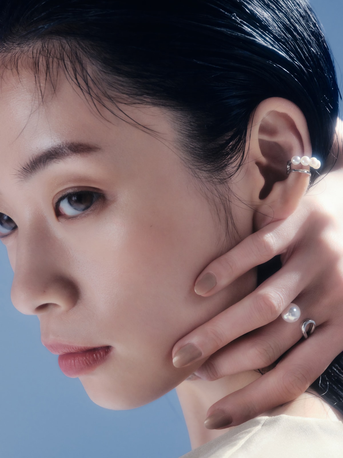 Ribbon Ear cuff Mini Pearl A