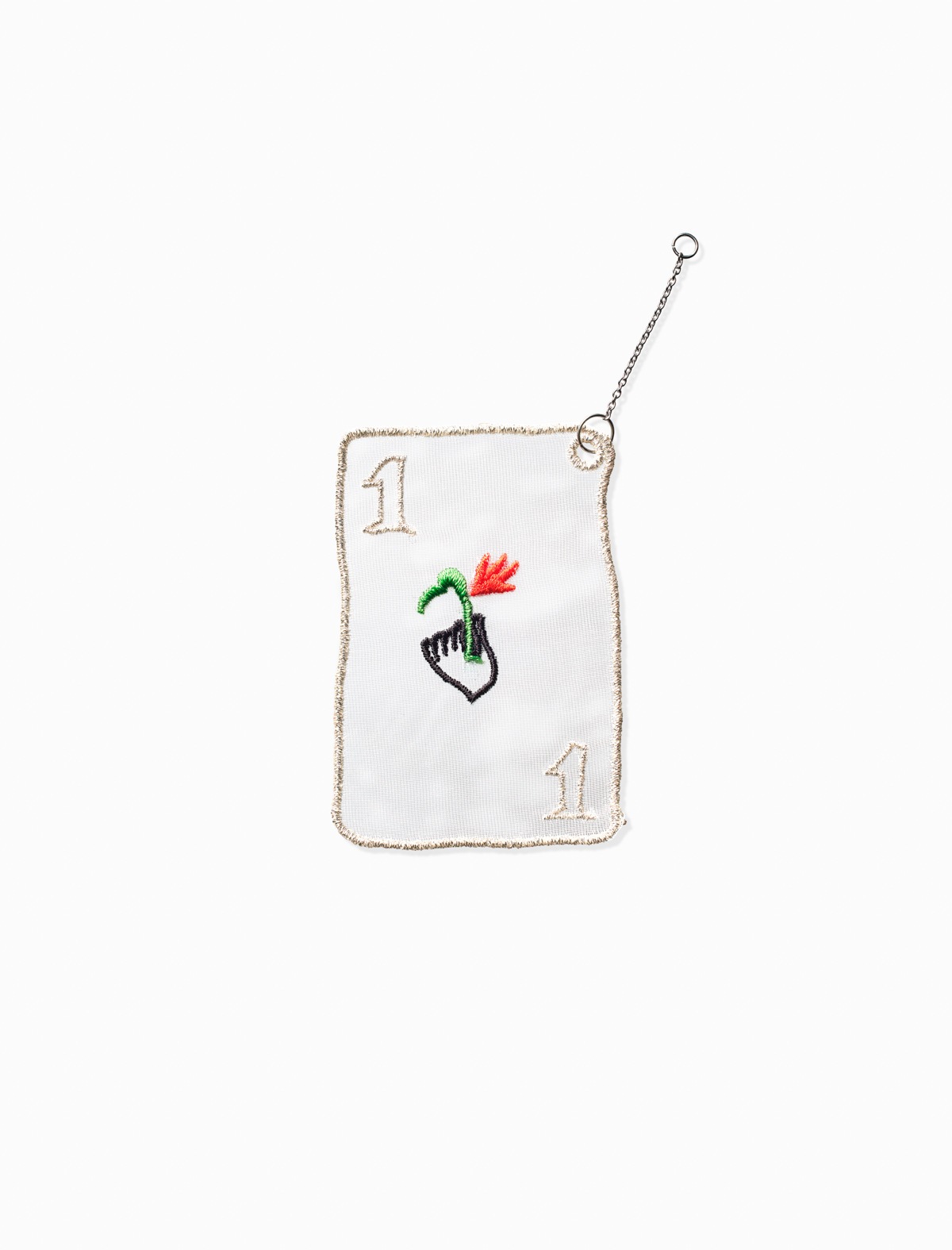 Playing Cards Embroidery Charm with Chain Flower