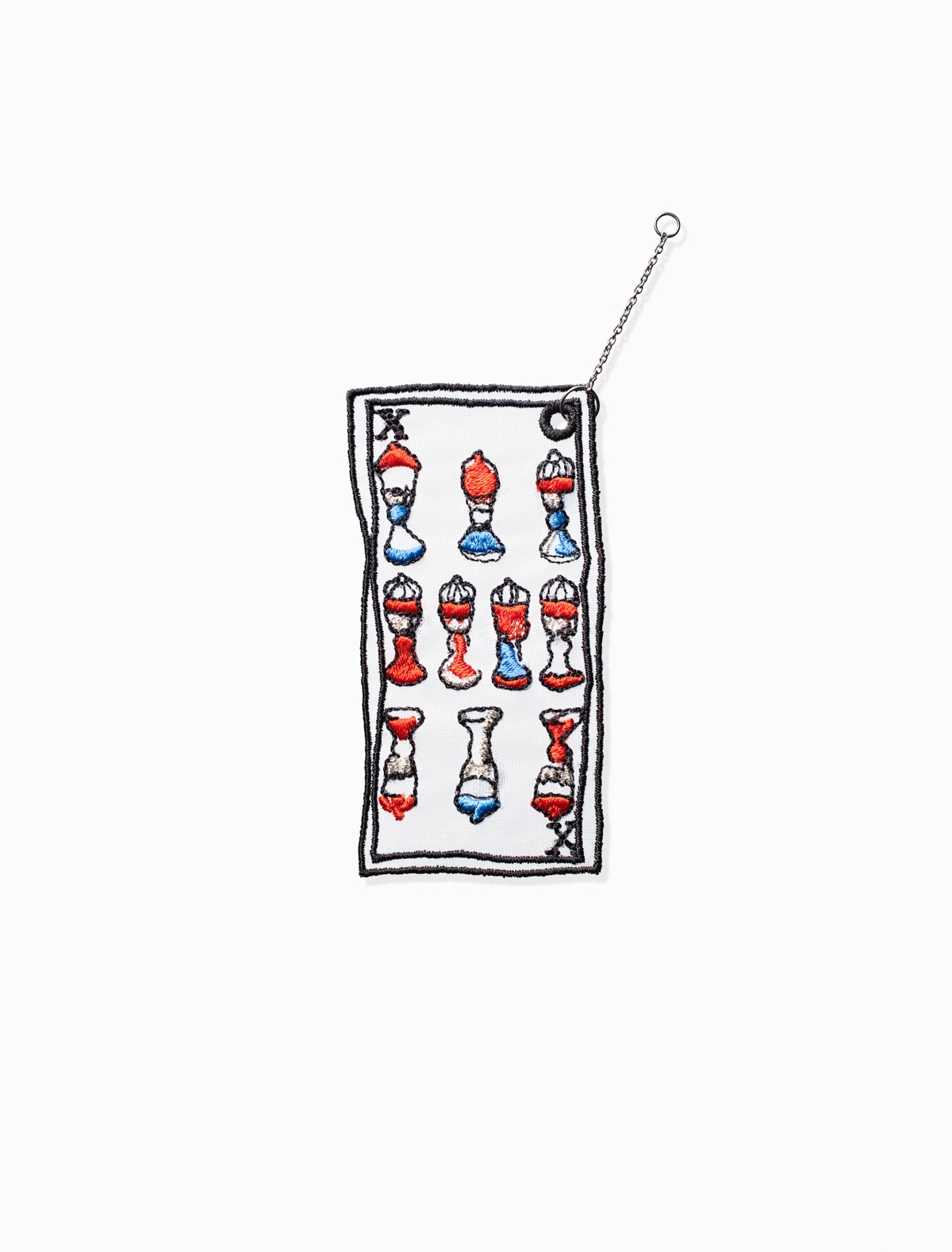 Playing Cards Embroidery Charm with Chain Cups