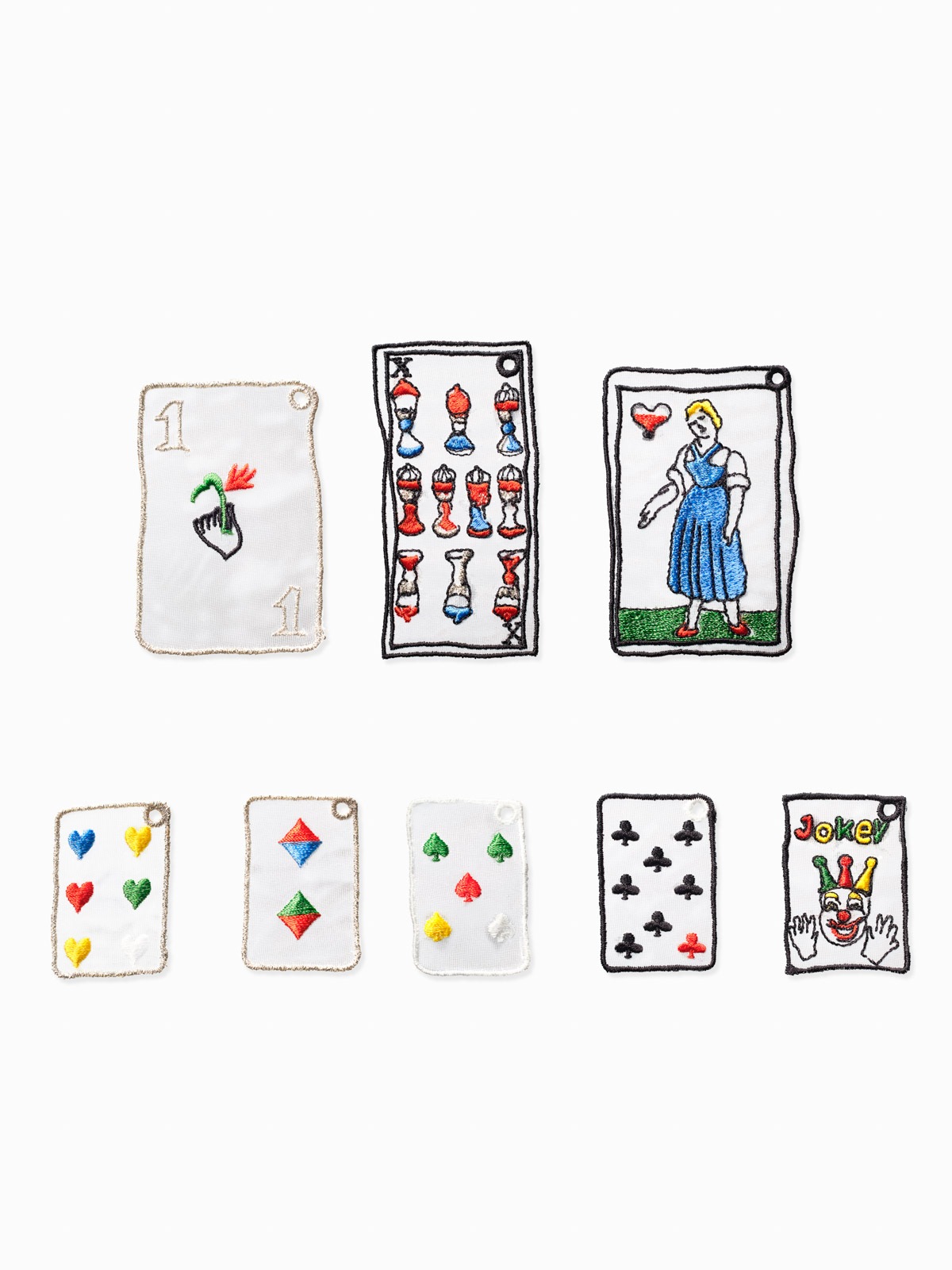 Playing Cards Embroidery Charm with Chain Cups