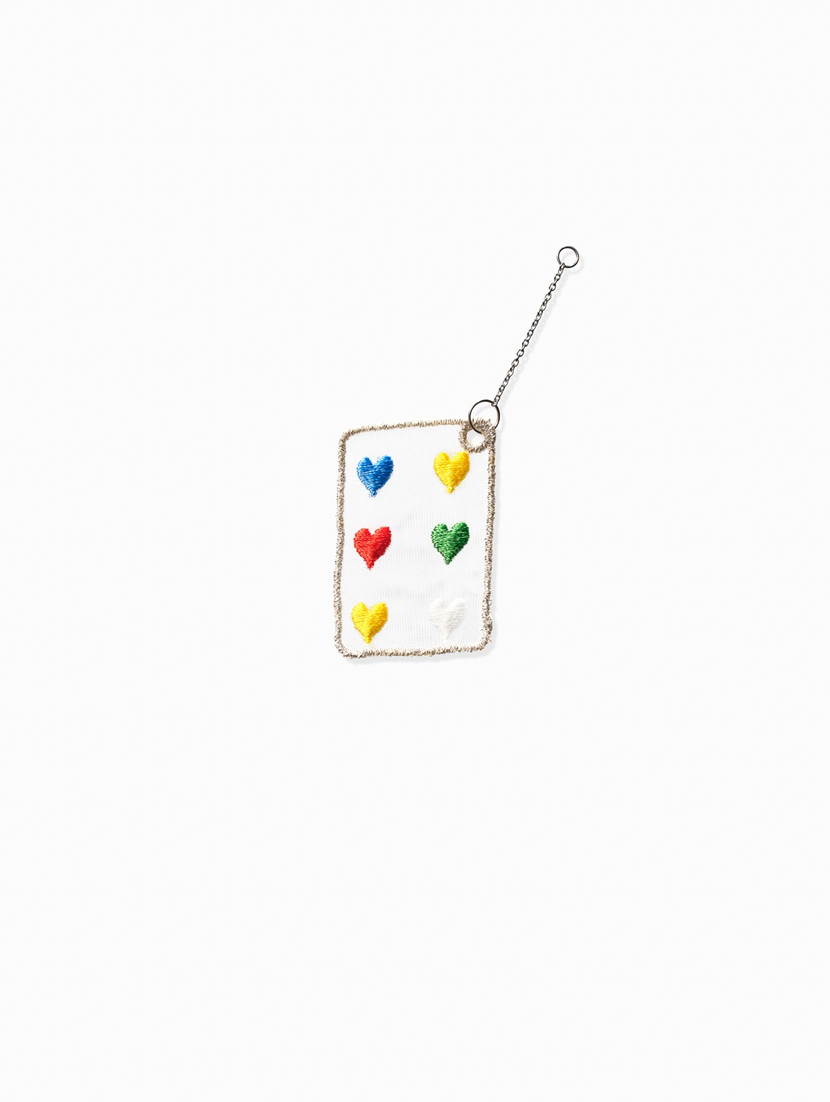 Playing Cards Embroidery Charm with Chain Heart 6