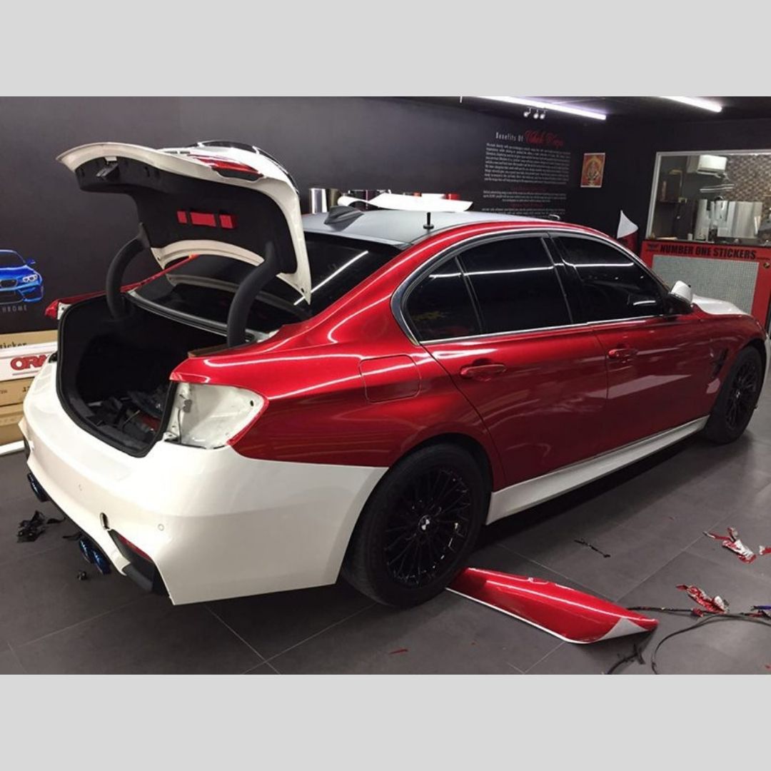 【Ｎ－ＳＴＹＬＥ】カーラッピングフィルム レッドクロームメッキ　152cm×20ｍ　赤　バイク、車　カーラッピングシート カーラッピングシート152cm×5m 艶ありレッド ラッピングフィルム 耐熱