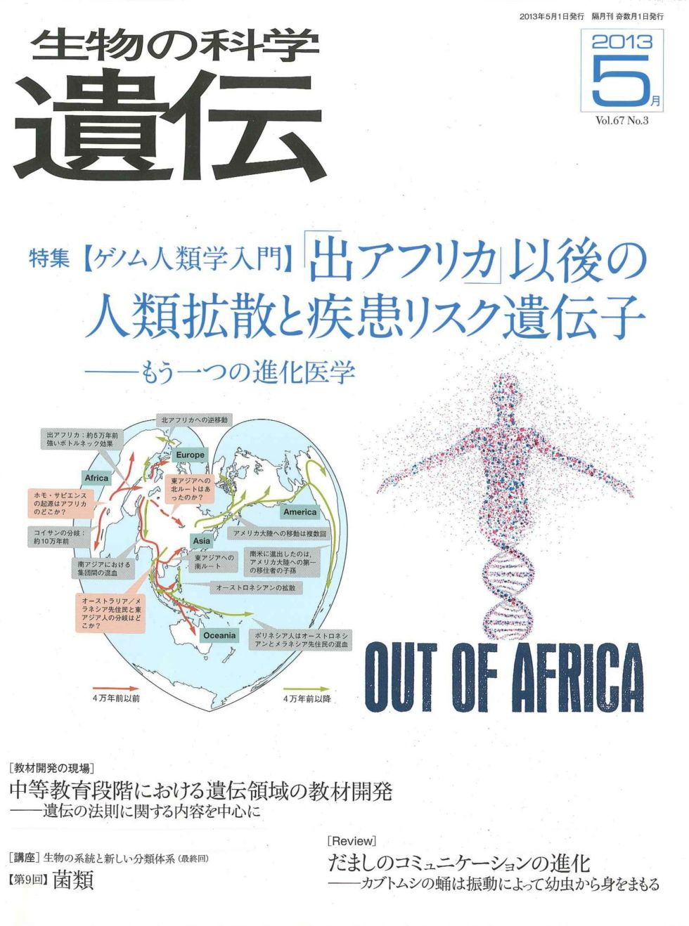 生物の科学　遺伝　2013年5月発行号　Vol.67 No.3　特集　【ゲノム人類学入門】「出アフリカ」以降の人類拡散と疾患リスク遺伝子―もう一つの進化医学
