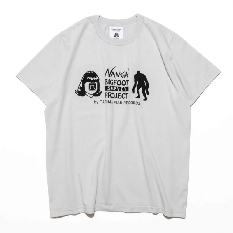 NANGA×TACOMA FUJI RECORDS BIGFOOT SURVEY PROJECT LOGO TEE /ICE GRY