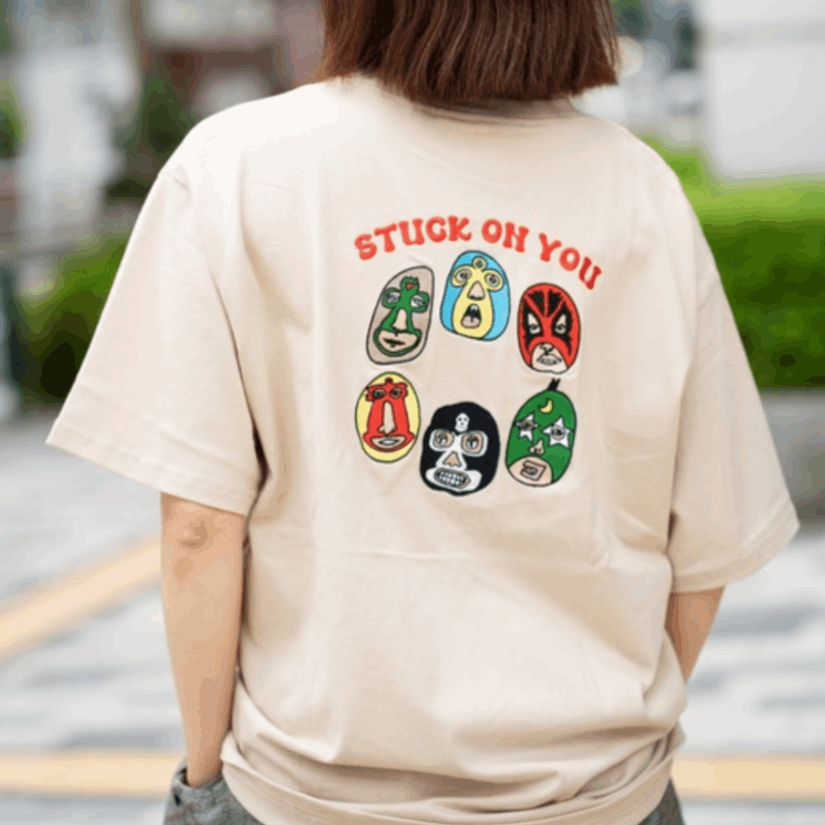 7.4oz STUCK ON YOU刺繍Tee ベージュ gym master