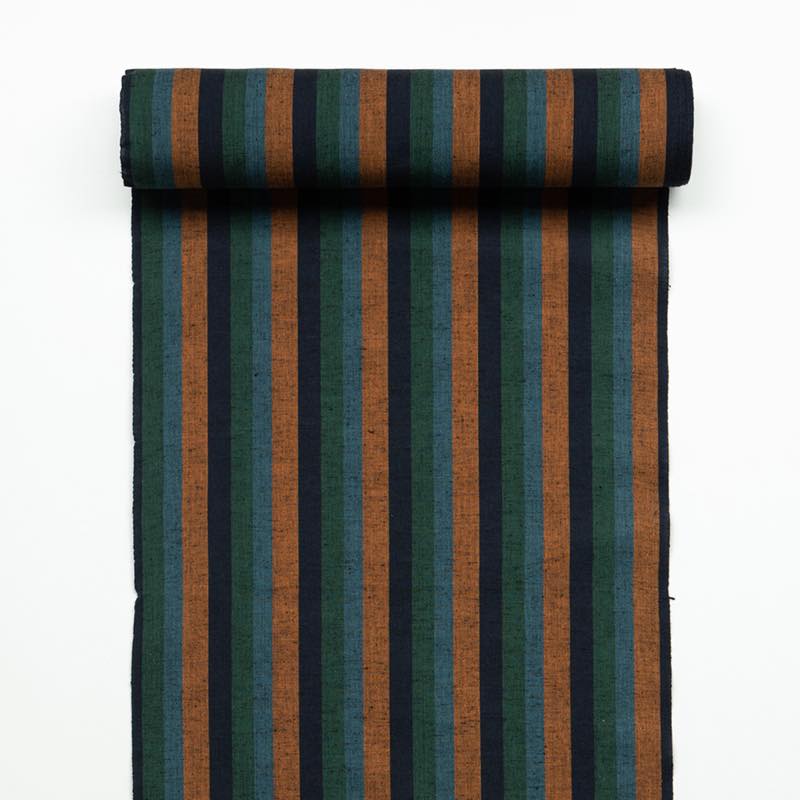 【遠州綿紬】縞紬S-28「夕紅（ゆうくれない）」