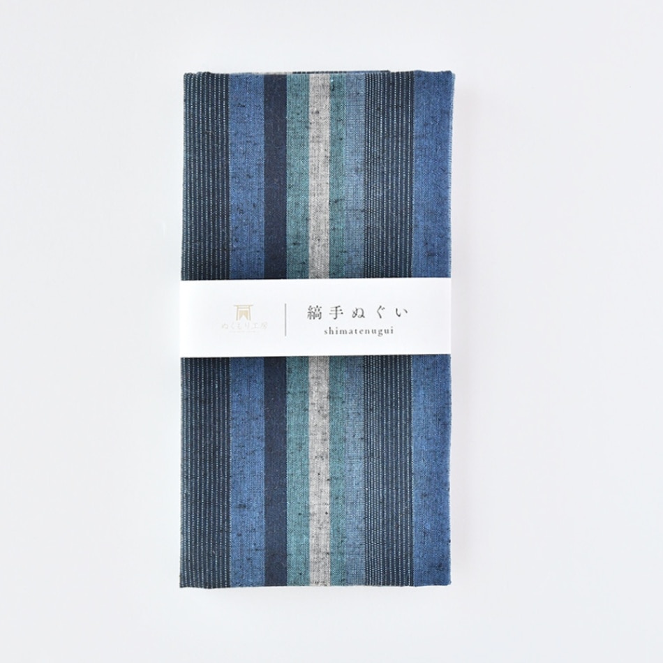遠州綿紬　縞手ぬぐい　大海（たいかい）