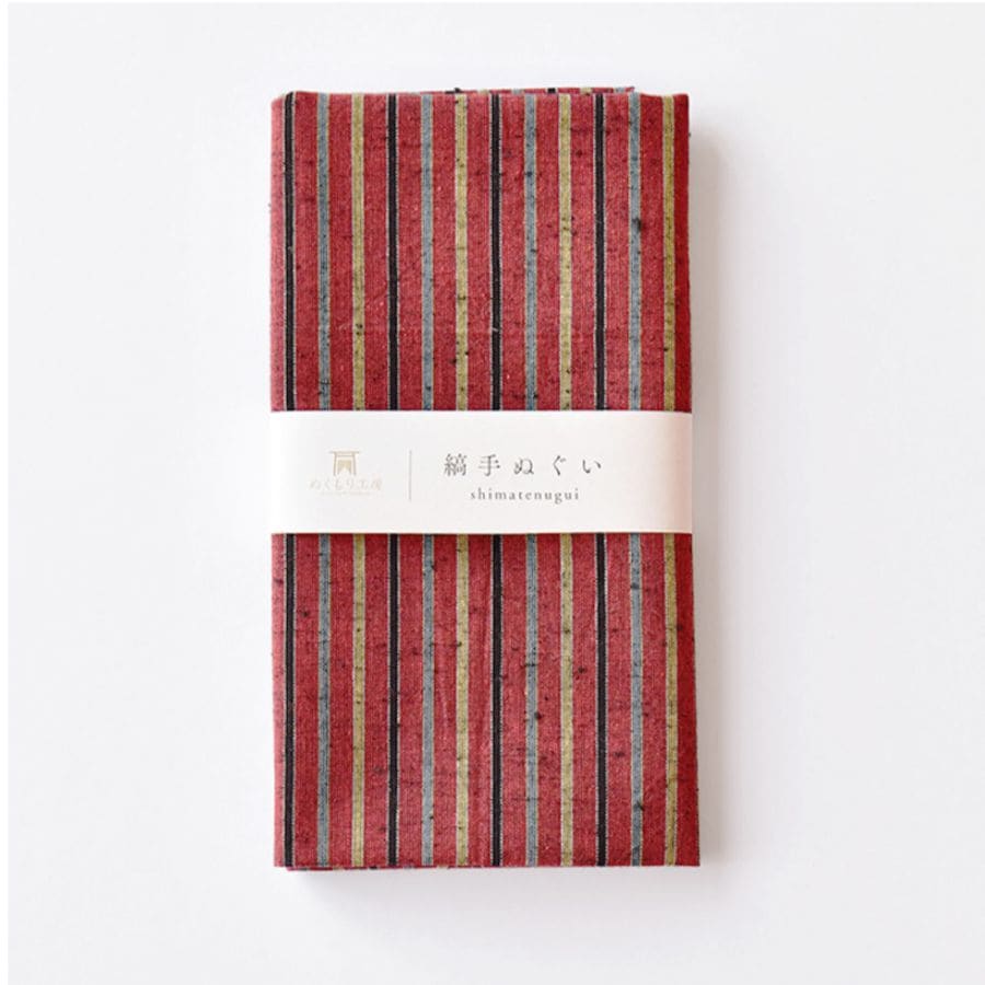 遠州綿紬 縞手ぬぐい 錦秋