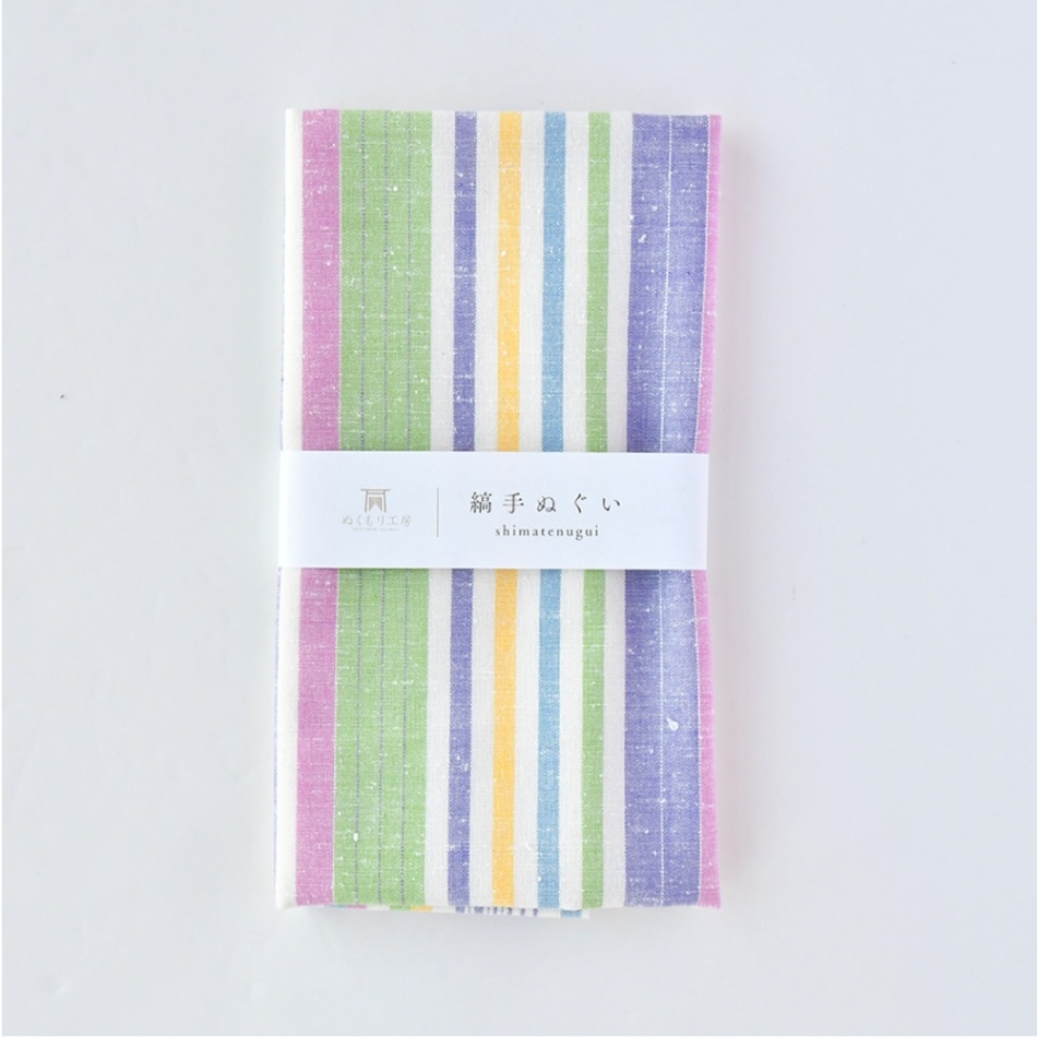 遠州綿紬　縞手ぬぐい　Happy Girl