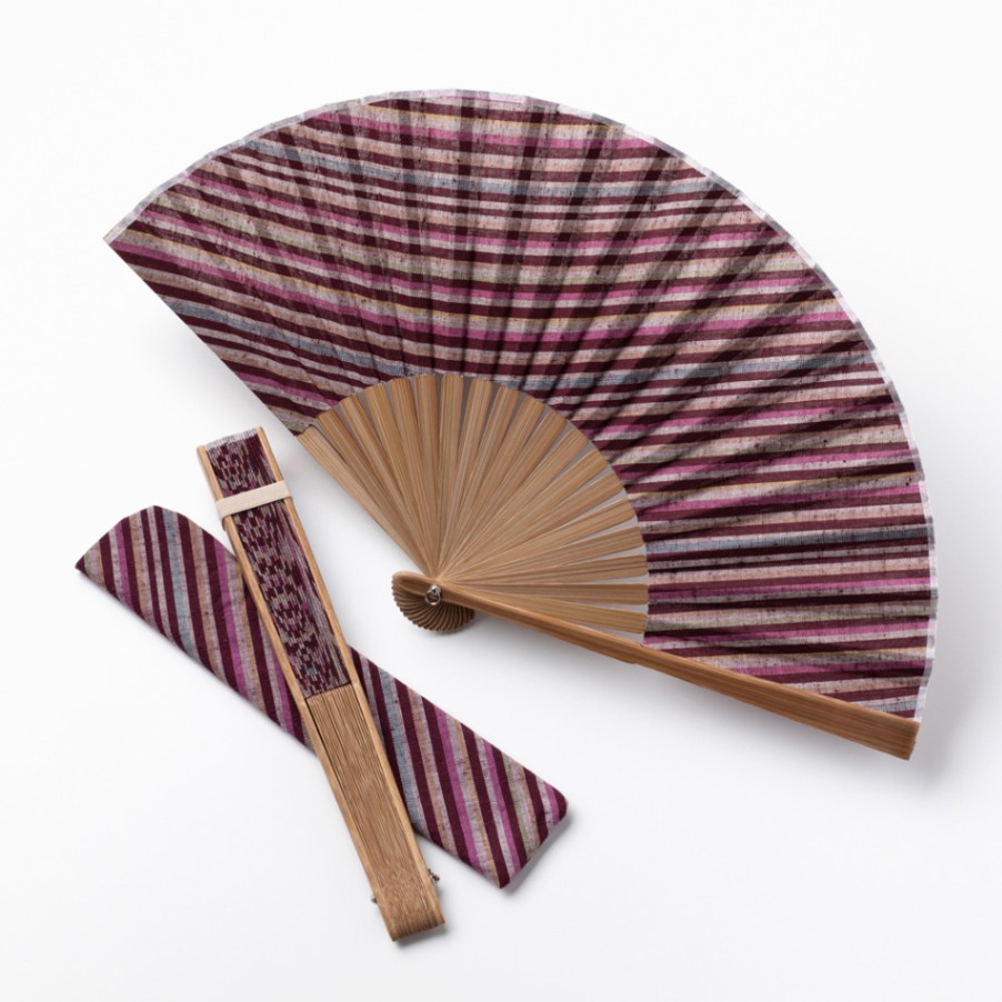 【遠州綿紬】扇子 袋付き「秋桜」