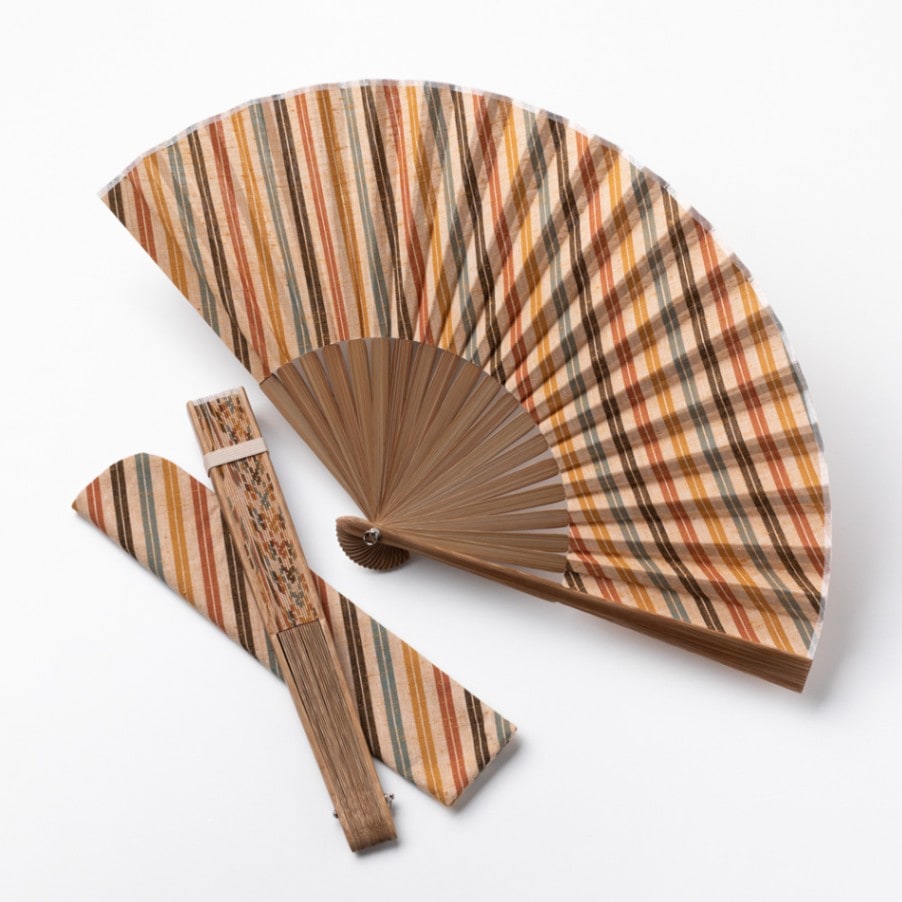 【遠州綿紬】扇子 袋付き「黄葉」