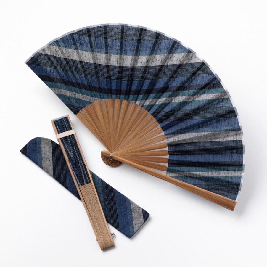 【遠州綿紬】扇子 袋付き「大海」