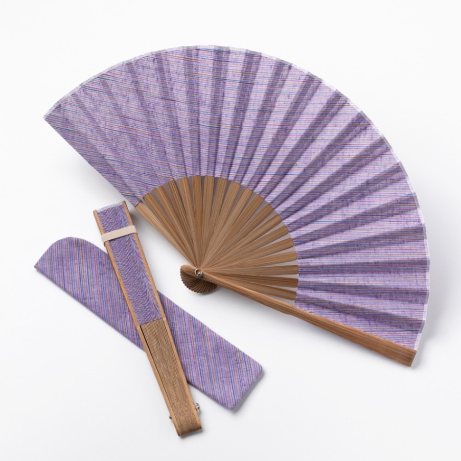 【遠州綿紬】扇子 袋付き「ラベンダー」