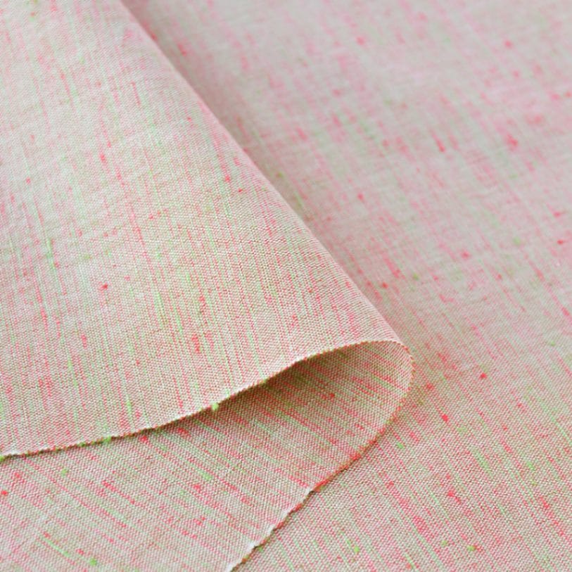 【遠州綿紬】三いろ紬「あか×みどり」カット売り