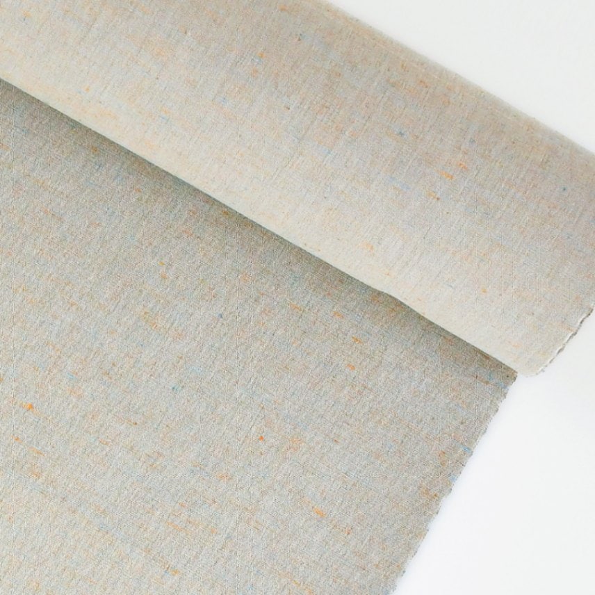 【遠州綿紬】三いろ紬「みずいろ×ベージュ」