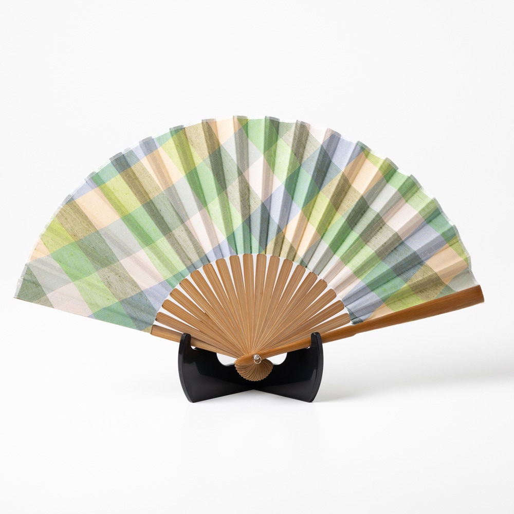 【遠州綿紬】扇子「青りんご」