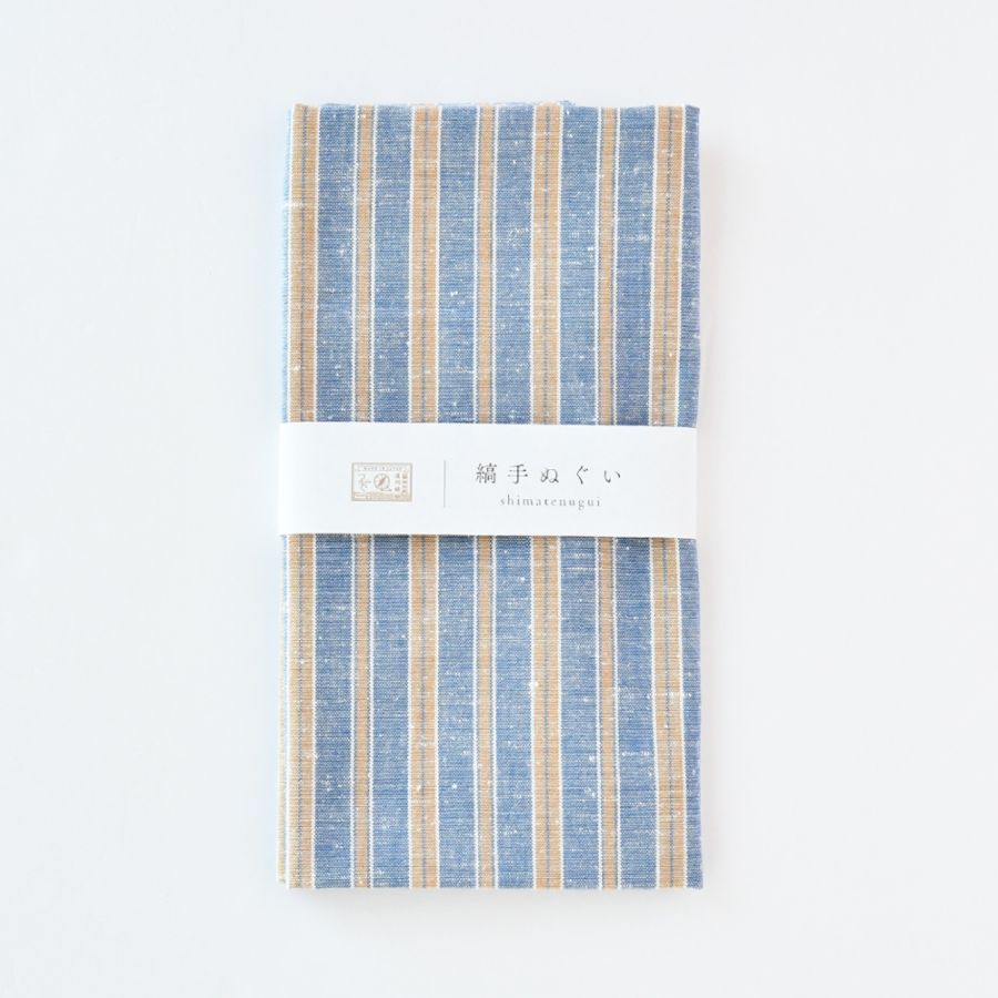 遠州綿紬 縞手ぬぐい 月夜・白