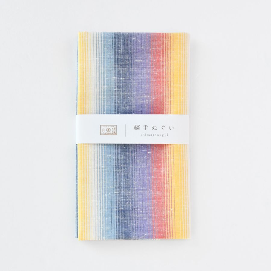 遠州綿紬 縞手ぬぐい 朝ぼらけ