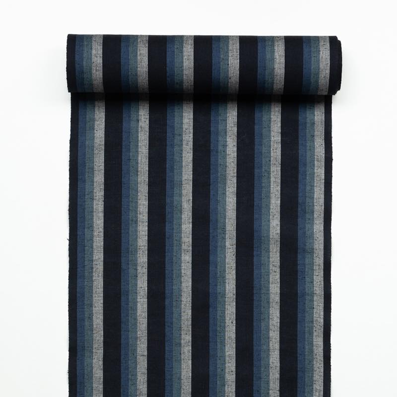 【遠州綿紬】縞紬S-10「青海(あおうみ)」カット売り