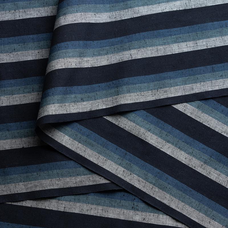 【遠州綿紬】縞紬S-10「青海(あおうみ)」カット売り