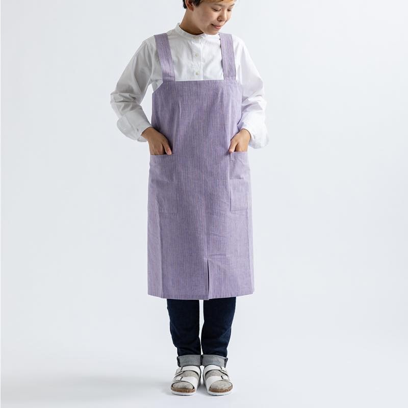 【つむぐ】ワークエプロン なないろ「ラベンダー」